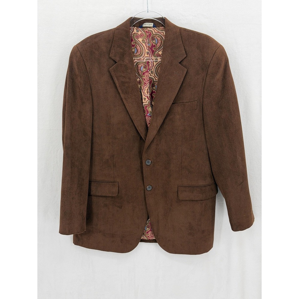 Alan Flusser Blazer Mens‎ 40R Brown Herringbone Sport Coat Suit Jacket Academia